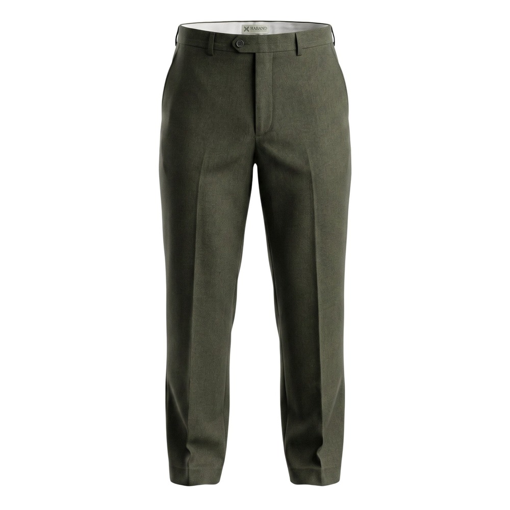 Haband Mens Olive Green Dress Pants Straight Leg Flat Front Trousers 37x28